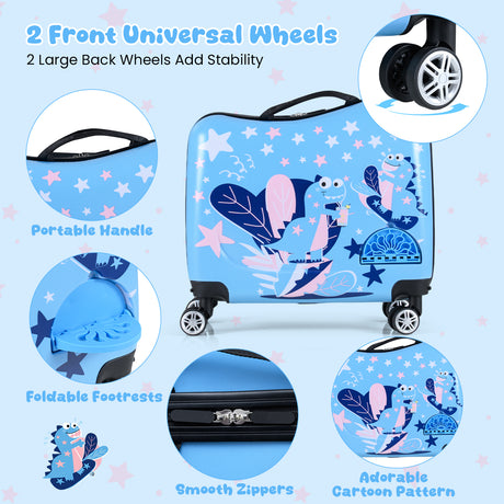 BABY JOY 2 PCS Kid Luggage Set, 18" Suitcase & 12" Backpack Set