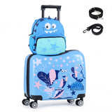 BABY JOY 2 PCS Kid Luggage Set, 18" Suitcase & 12" Backpack Set