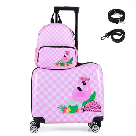 BABY JOY 2 PCS Kid Luggage Set, 18" Suitcase & 12" Backpack Set