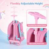 3 Pieces Unicorn Rolling Backpack for Kids
