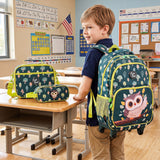 3 Pieces Owl Rolling Backpack for Kids