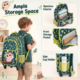 3 Pieces Owl Rolling Backpack for Kids