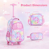 Wheeled Backpack with Lunch Box and Pencil Case, Travel Luggage for Kindergarten, Elementary Preschool Students