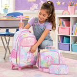 Wheeled Backpack with Lunch Box and Pencil Case, Travel Luggage for Kindergarten, Elementary Preschool Students
