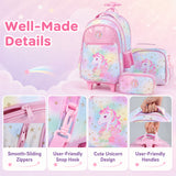 Wheeled Backpack with Lunch Box and Pencil Case, Travel Luggage for Kindergarten, Elementary Preschool Students