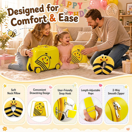 40 cm Lightweight Bee Suitcase Set with Rolling Wheels