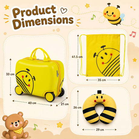 40 cm Lightweight Bee Suitcase Set with Rolling Wheels