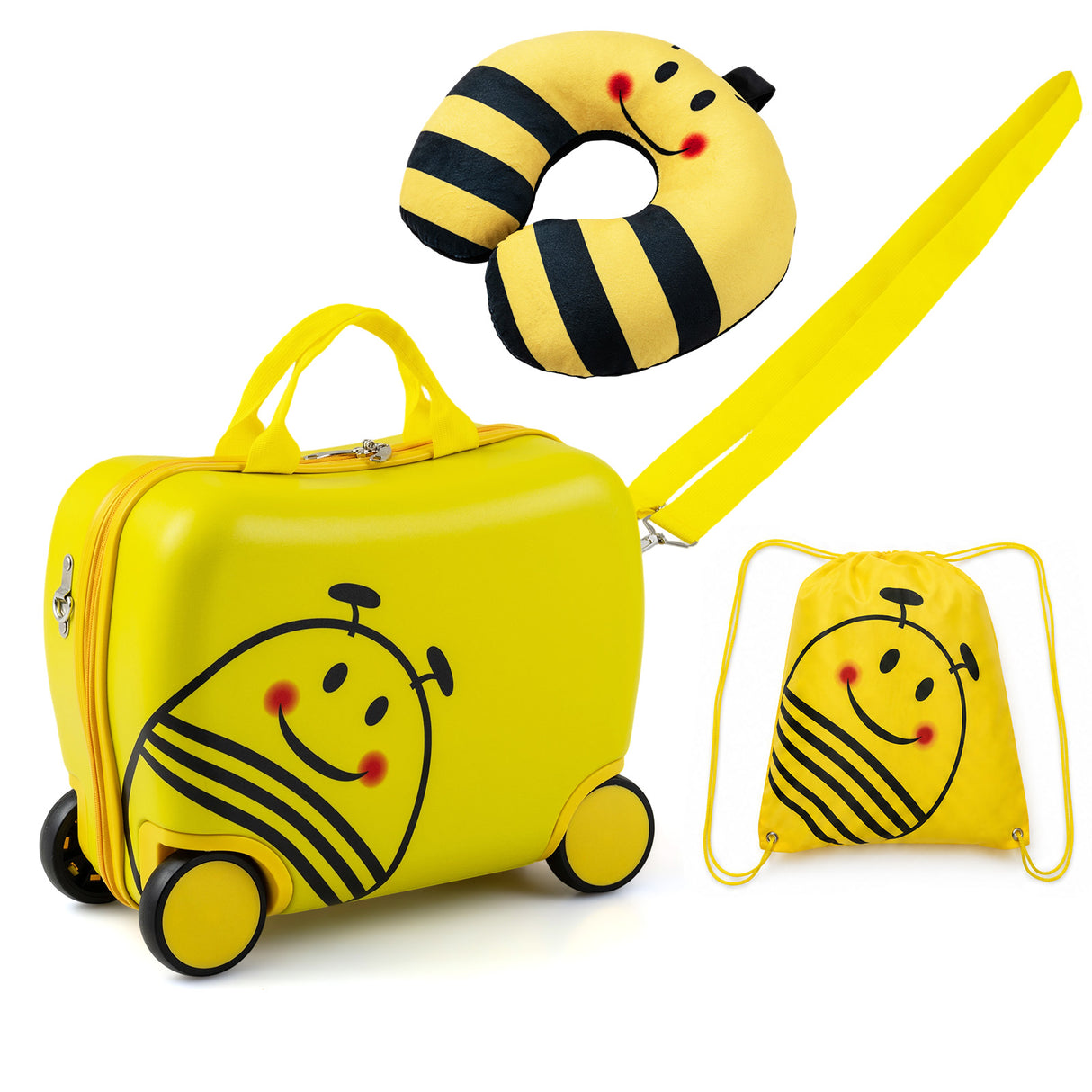 40 cm Lightweight Bee Suitcase Set with Rolling Wheels