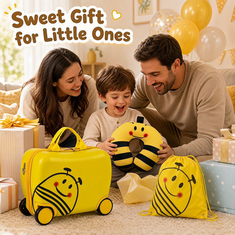 40 cm Lightweight Bee Suitcase Set with Rolling Wheels