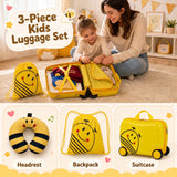 40 cm Lightweight Bee Suitcase Set with Rolling Wheels