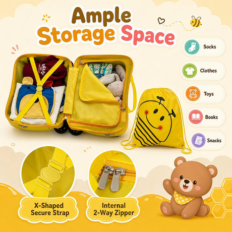 40 cm Lightweight Bee Suitcase Set with Rolling Wheels