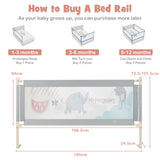 BABY JOY Toddler Bed Rail Guard, Vertical Adjustable, 176/197 cm Extra Long Foldable Baby Bed Safety Guardrail