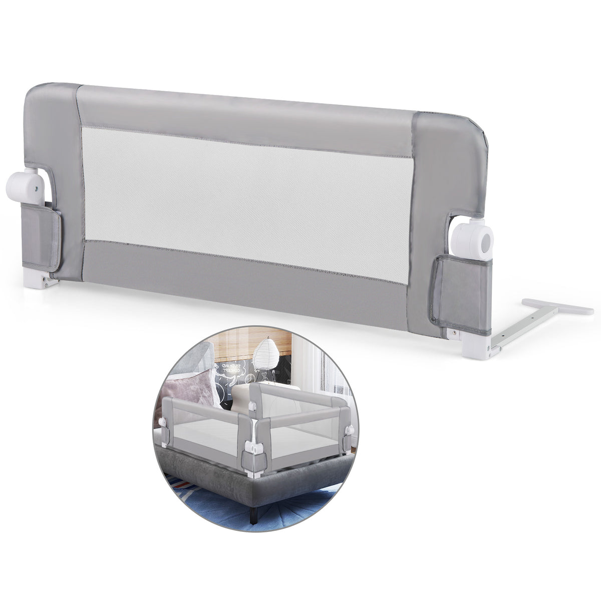 Foldable Bed Rail for Toddlers with Detachable Oxford Fabric Cover