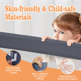 BABY JOY 120*42.5 cm Bed Rail Guard for Toddlers, Universal Baby Fold Down Bed Rail w/Adjustable Safety Strap & Breathable Mesh