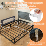 BABY JOY 120*42.5 cm Bed Rail Guard for Toddlers, Universal Baby Fold Down Bed Rail w/Adjustable Safety Strap & Breathable Mesh