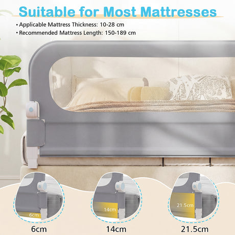 Foldable Bed Rail with Removable Oxford Fabric Cover and Robust U-shaped Base