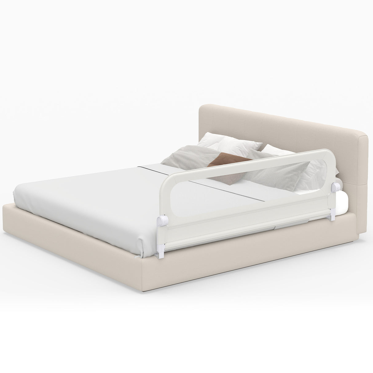 Foldable Bed Rail with Removable Oxford Fabric Cover and Robust U-shaped Base