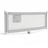 BABY JOY 176/195CM Toddler Bedrail, Extra Tall Safety Bed Guardrail W/Anti-Collision Cotton & Side Pocket