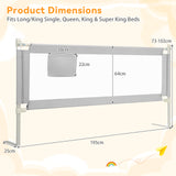 BABY JOY 176/195CM Toddler Bedrail, Extra Tall Safety Bed Guardrail W/Anti-Collision Cotton & Side Pocket