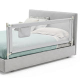 BABY JOY 176/195CM Toddler Bedrail, Extra Tall Safety Bed Guardrail W/Anti-Collision Cotton & Side Pocket