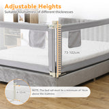 BABY JOY 176/195CM Toddler Bedrail, Extra Tall Safety Bed Guardrail W/Anti-Collision Cotton & Side Pocket