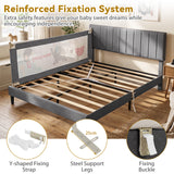 BABY JOY Toddler Bed Rail Guard, Vertical Adjustable, 176/197 cm Extra Long Foldable Baby Bed Safety Guardrail