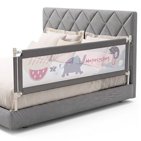 BABY JOY Toddler Bed Rail Guard, Vertical Adjustable, 176/197 cm Extra Long Foldable Baby Bed Safety Guardrail