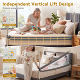 BABY JOY Toddler Bed Rail Guard, Vertical Adjustable, 176/197 cm Extra Long Foldable Baby Bed Safety Guardrail