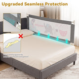 BABY JOY Toddler Bed Rail Guard, Vertical Adjustable, 176/197 cm Extra Long Foldable Baby Bed Safety Guardrail