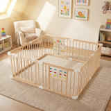 Wooden Adjustable Multi-Shape Baby Playpen for Infants and Toddlers