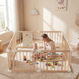 Wooden Adjustable Multi-Shape Baby Playpen for Infants and Toddlers
