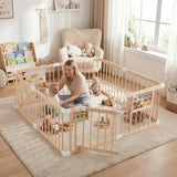 Wooden Adjustable Multi-Shape Baby Playpen for Infants and Toddlers
