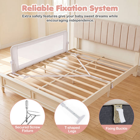152/120 cm Long Foldable Bed Rail, 50 cm Extra Tall, White/Grey