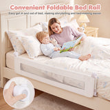 152/120 cm Long Foldable Bed Rail, 50 cm Extra Tall, White/Grey