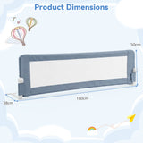 Universal Kids Bedrail Guard with Adjustable Safety Strap for Single Double Queen King Mattress, White/Grey