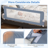 Universal Kids Bedrail Guard with Adjustable Safety Strap for Single Double Queen King Mattress, White/Grey