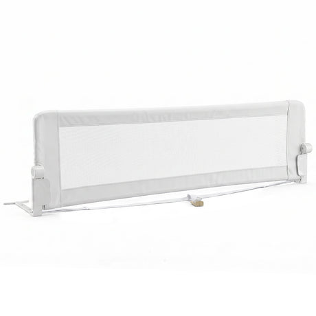 Universal Kids Bedrail Guard with Adjustable Safety Strap for Single Double Queen King Mattress, White/Grey