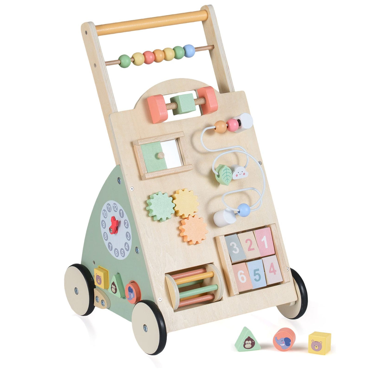 Babies Push Walker with Wheels and Storage Basket for Toddlers Girls Boys 1+ Years Old