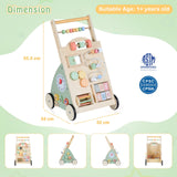 Babies Push Walker with Wheels and Storage Basket for Toddlers Girls Boys 1+ Years Old