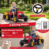 24V Ride on Tractor with Tiltable Detachable Trailer Remote and LED