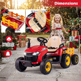 24V Ride on Tractor with Tiltable Detachable Trailer Remote and LED
