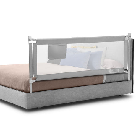 BABY JOY 176/195CM Toddler Bedrail, Extra Tall Safety Bed Guardrail W/Anti-Collision Cotton & Side Pocket