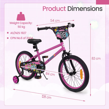 Children Bicycle with Handbrake and Height-Adjustable Seat for Boys and Girls