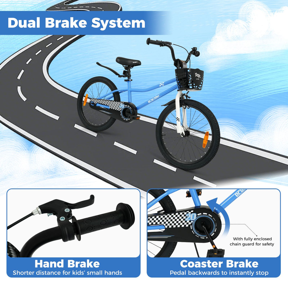 Children Training Bicycle with Handbrake and Coaster Brake