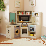 Corner Kitchen with Pull-out Trash Can and Cooking Accessories