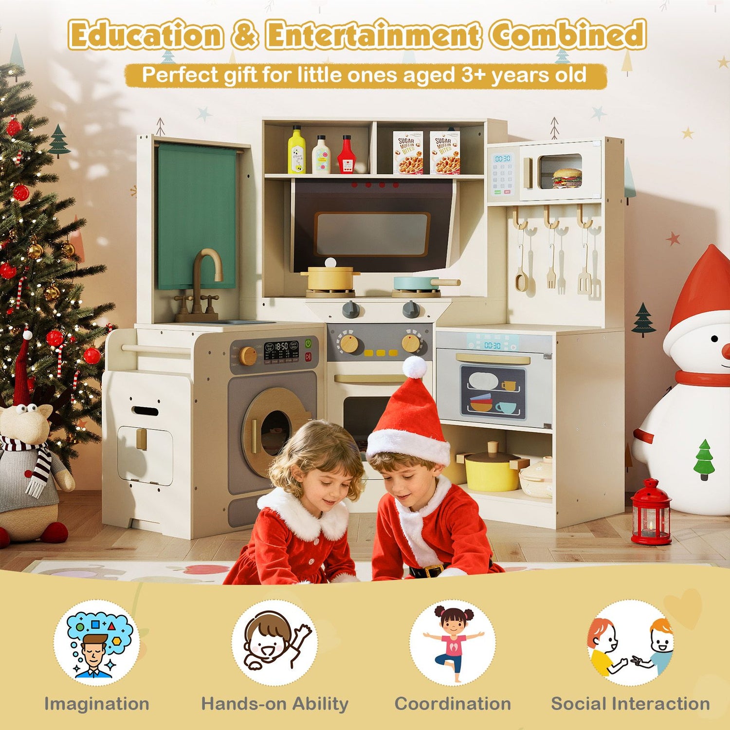 Corner Kitchen with Pull-out Trash Can and Cooking Accessories