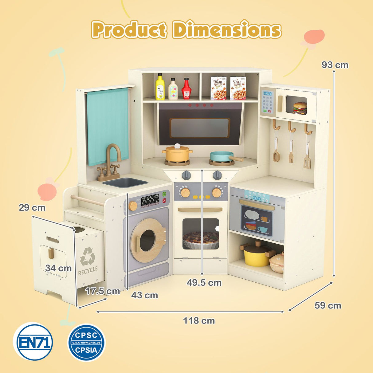 Corner Kitchen with Pull-out Trash Can and Cooking Accessories