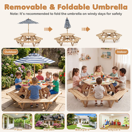 Children Activity Table with Chairs Picnic Table for Backyard Deck