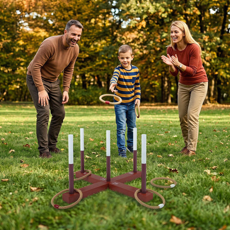 Ring Toss Yard Game Set with 6 Rings for Party and Outdoor Activities