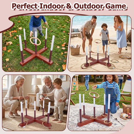 Ring Toss Yard Game Set with 6 Rings for Party and Outdoor Activities